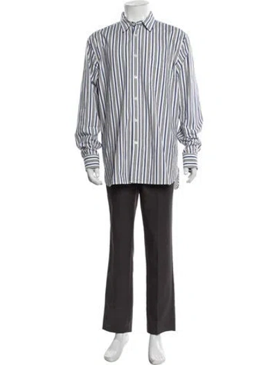 Pre-owned Alex Mill Striped Long Sleeve Dress Shirt In White
