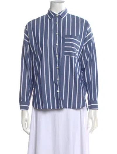 Pre-owned Alex Mill Striped Long Sleeve Top In Blue