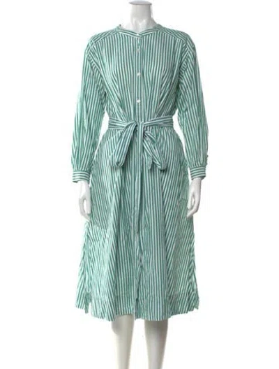 Pre-owned Alex Mill Striped Midi Length Dress In Green