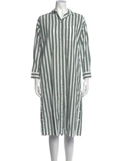 Pre-owned Alex Mill Striped Midi Length Dress In Green