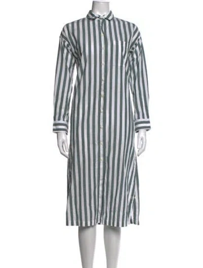 Pre-owned Alex Mill Striped Midi Length Dress In Green
