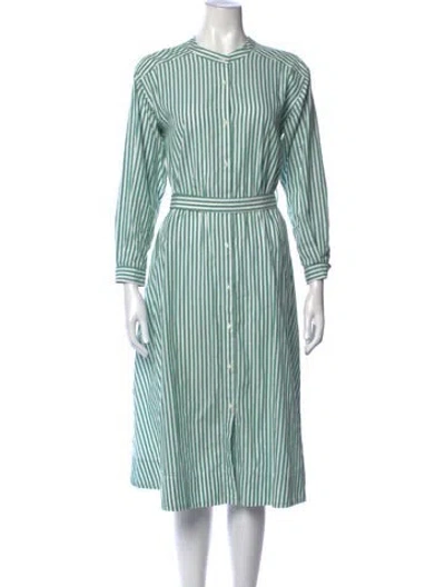 Pre-owned Alex Mill Striped Midi Length Dress In Green