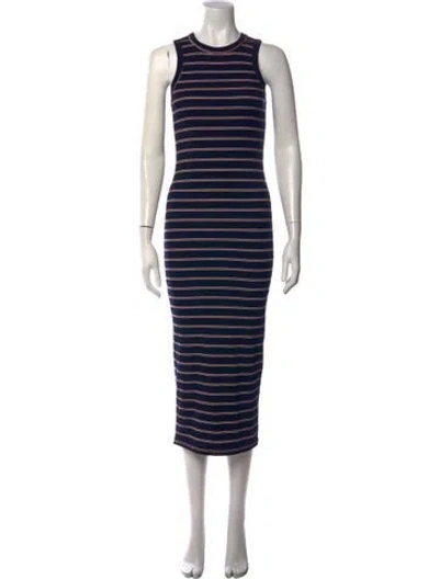 Pre-owned Alex Mill Striped Midi Length Dress W/ Tags In Blue