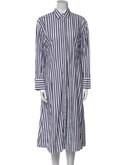 Pre-owned Alex Mill Striped Midi Length Dress In White