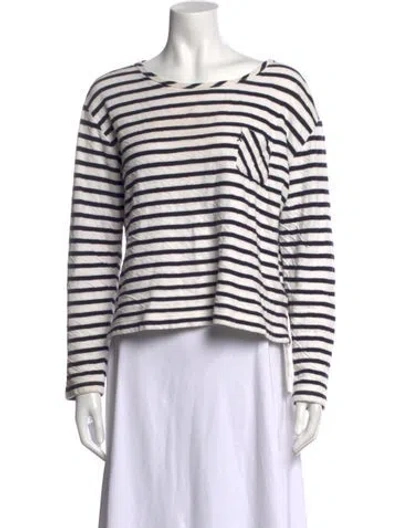 Pre-owned Alex Mill Striped Midi Length Dress In White