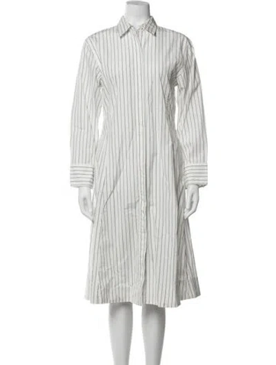 Pre-owned Alex Mill Striped Midi Length Dress In White