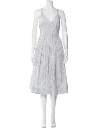 Pre-owned Alex Mill Striped Midi Length Dress In White