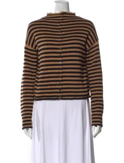 Pre-owned Alex Mill Striped Mock Neck Sweater In Brown