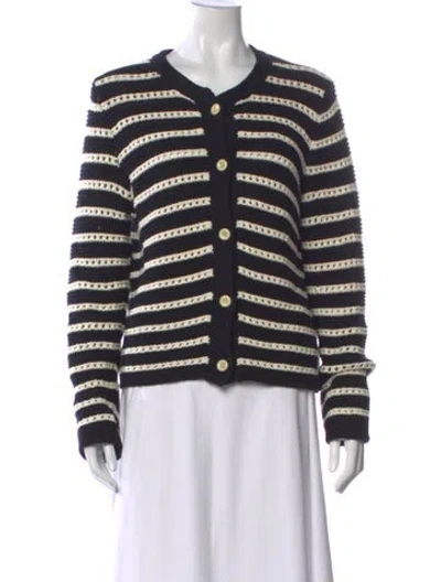 Pre-owned Alex Mill Striped Open Front Sweater In Black