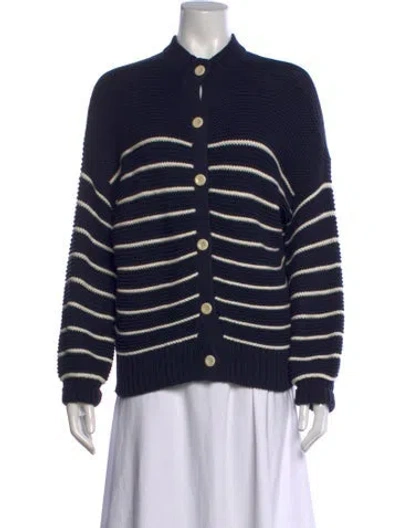 Pre-owned Alex Mill Striped Open Front Sweater In Blue
