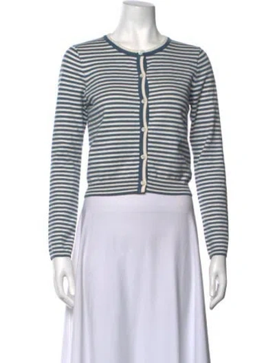 Pre-owned Alex Mill Striped Open Front Sweater In Blue