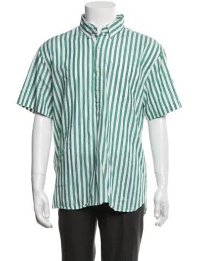 Pre-owned Alex Mill Striped Short Sleeve Dress Shirt In Green
