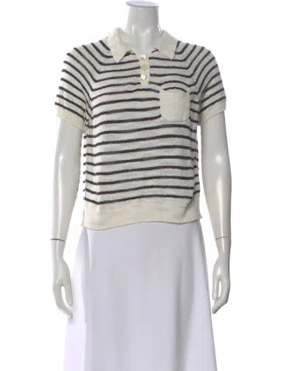 Pre-owned Alex Mill Striped Short Sleeve Polo In Neutral