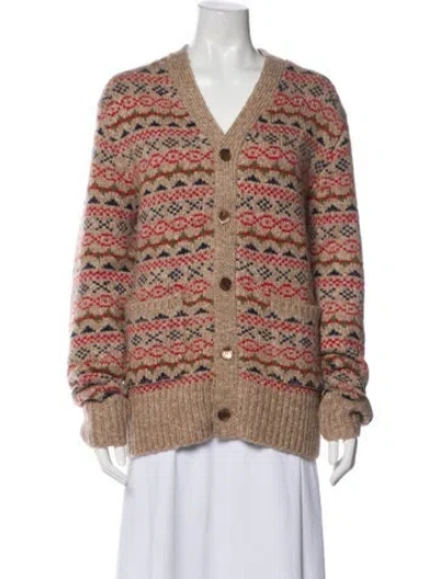 Pre-owned Alex Mill Striped V-neck Cardigan W/ Tags In Neutral