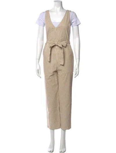 Pre-owned Alex Mill Striped V-neck Jumpsuit W/ Tags In Neutral