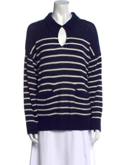 Pre-owned Alex Mill Striped V-neck Sweater In Blue