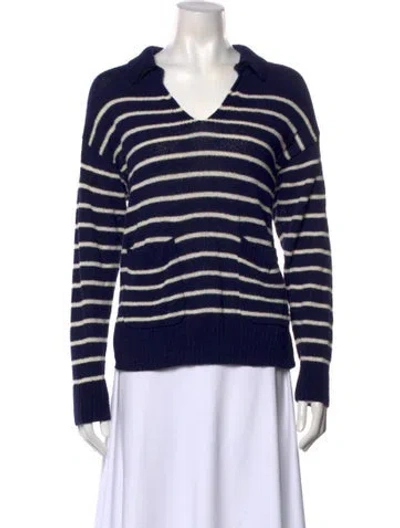 Pre-owned Alex Mill Striped V-neck Sweater In Blue