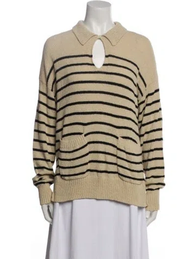 Pre-owned Alex Mill Striped V-neck Sweater In Neutral