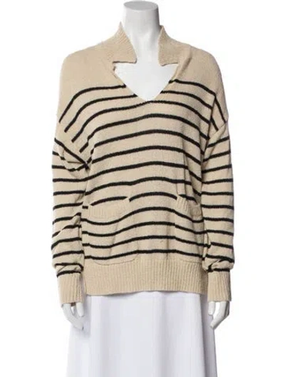 Pre-owned Alex Mill Striped V-neck Sweater In Neutral
