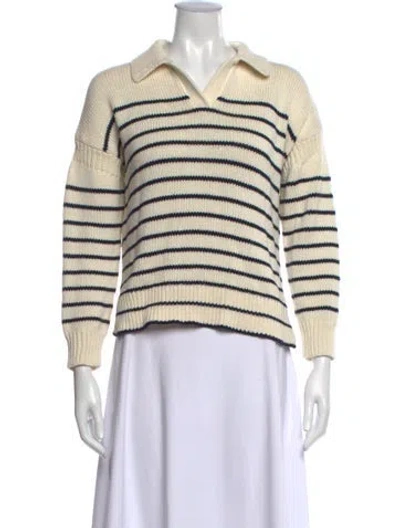 Pre-owned Alex Mill Striped V-neck Sweater In Neutral