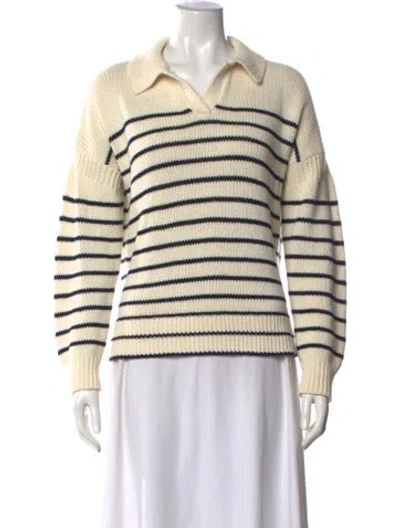 Pre-owned Alex Mill Striped V-neck Sweater In Neutrals