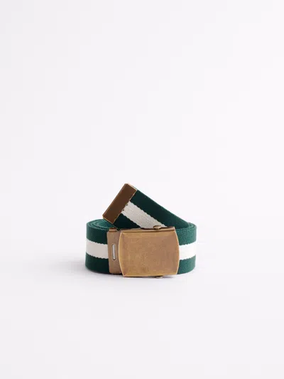 Alex Mill Striped Web Belt In Green/ivory