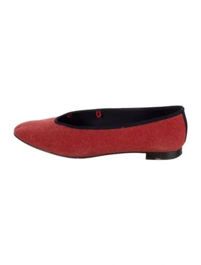 Pre-owned Alex Mill Suede Animal Print Ballet Flats In Red