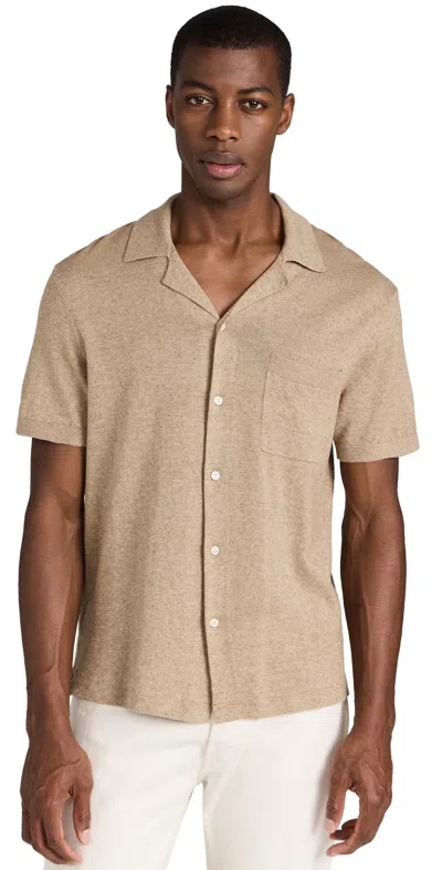 Alex Mill Aldrich Knit Shirt In Hemp Cotton In Dark Sand