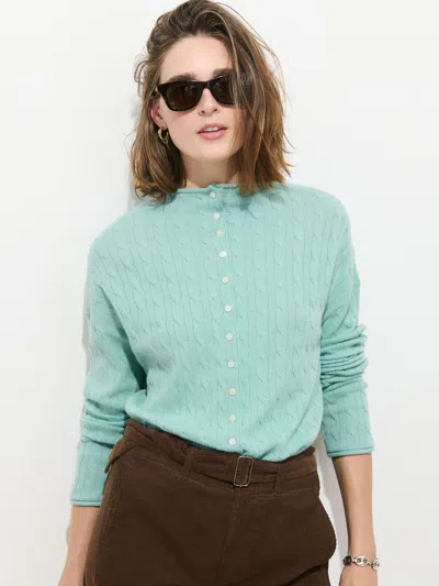 Alex Mill Taylor Cable-knit Cardigan In Wool Cashmere In Blue