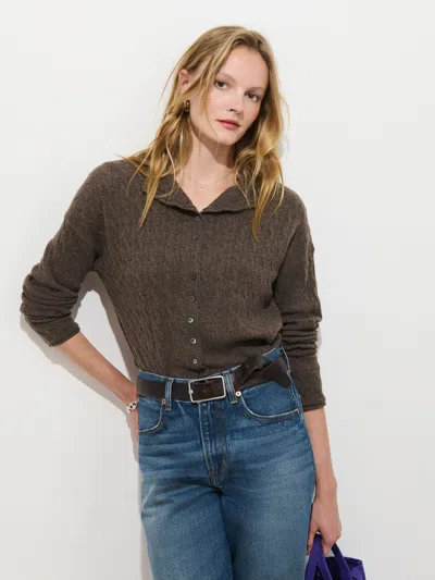 Alex Mill Taylor Cable-knit Cardigan In Wool Cashmere In Brown