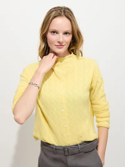 Alex Mill Taylor Cable-knit Cardigan In Wool Cashmere In Yellow