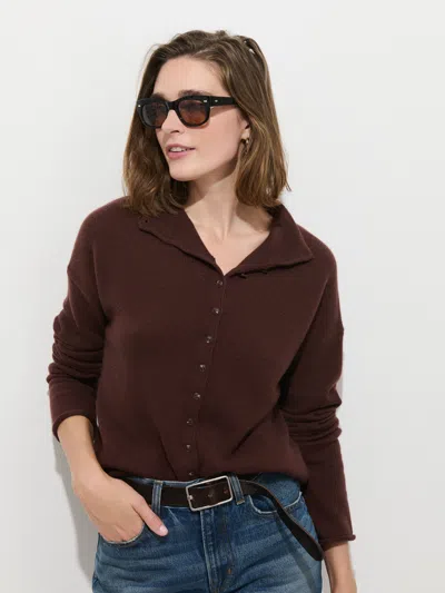 Alex Mill Taylor Cardigan In Washed Cashmere In Nutmeg