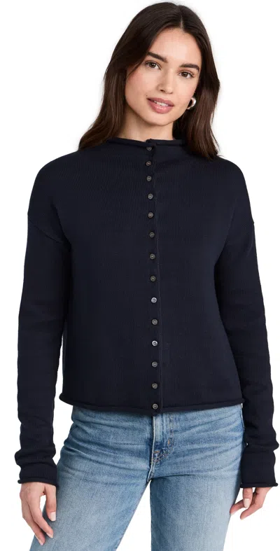 Alex Mill Taylor Rollneck Cardigan In Cotton Cashmere In Navy