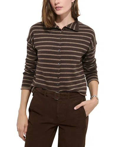 Alex Mill Taylor Striped Cardigan In Cotton Cashmere In Brown