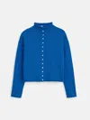 Alex Mill Taylor Rollneck Cardigan In Cotton Cashmere In Cosmic Blue