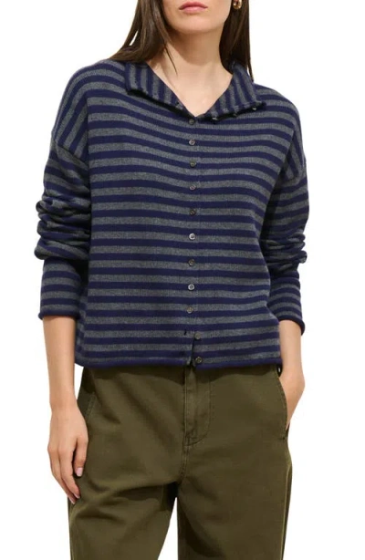 ALEX MILL ALEX MILL TAYLOR STRIPE COTTON & CASHMERE CARDIGAN
