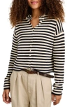 Alex Mill Taylor Cardigan In Stripe Cotton Cashmere Blend In Navy/ivory