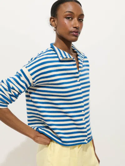 Alex Mill Taylor Striped Cardigan In Cotton Cashmere In Blue