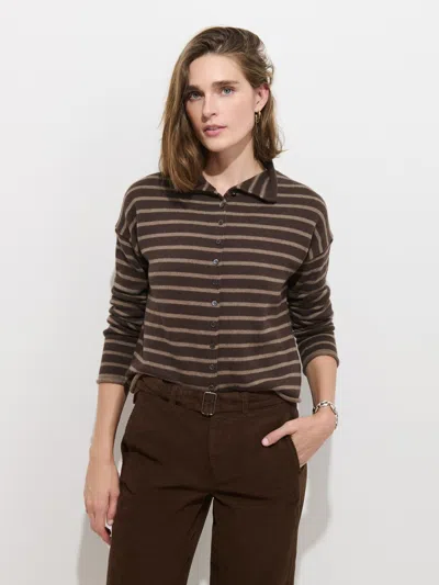 Alex Mill Taylor Striped Cardigan In Cotton Cashmere In Brown