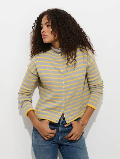 Alex Mill Taylor Striped Cardigan In Cotton Cashmere In Gray