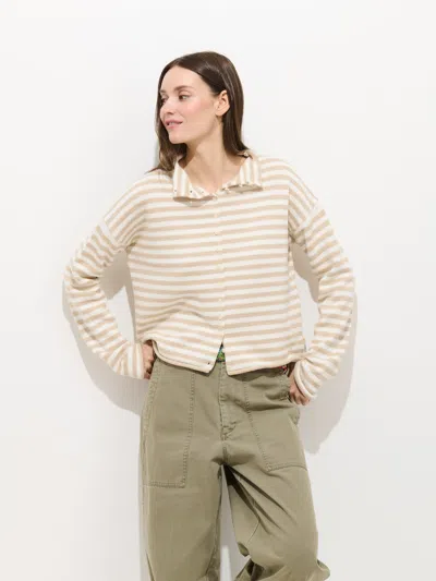 Alex Mill Taylor Striped Cardigan In Cotton Cashmere In Neutral