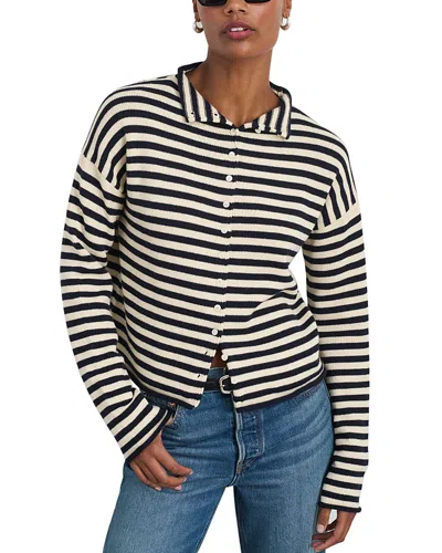 Alex Mill Taylor Cardigan In Stripe Cotton Cashmere Blend In Navy/ivory