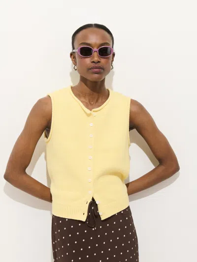 Alex Mill Taylor Cotton Sweater Vest Double Cream In Yellow