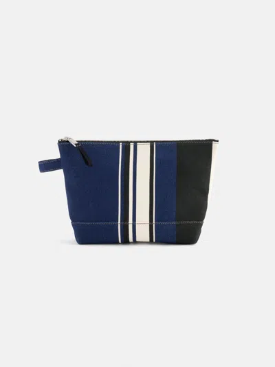 Alex Mill The Perfect Canvas Pouch In Navy Cabana Stripe In Navy/black