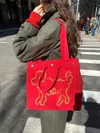 Alex Mill The Perfect Weekday Dog Tote In Red/goldendoodle