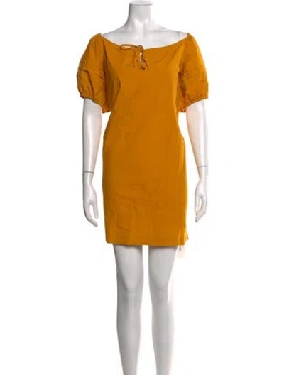 Pre-owned Alex Mill Tie Neck Mini Dress In Yellow