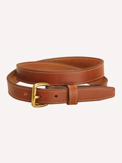 Alex Mill Tory Leather Stitched Belt In Oakbark