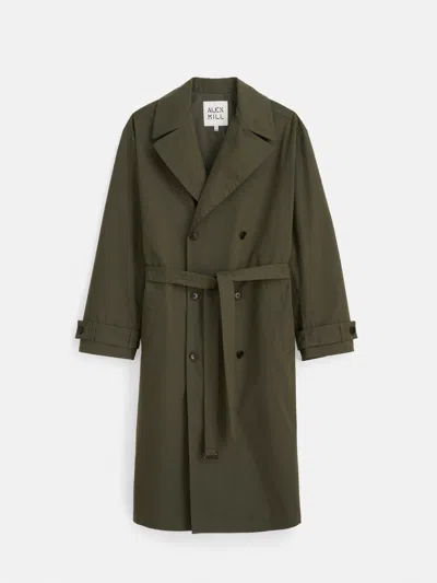 Alex Mill Trench Coat In Cotton Nylon In Dark Green