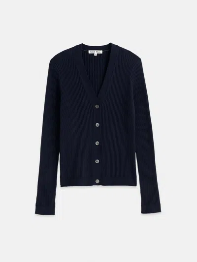 Alex Mill V-neck Ribbed Cardigan In Navy