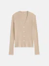 Alex Mill V-neck Ribbed Cardigan In Sand